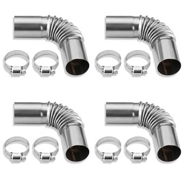 4pcs Diesel Heater Exhaust Pipe, Stainless Steel 24mm Parking Air Tube Elbow Connector with 8 Clamps Accessories Parts for Webasto Eberspacher Diesel Boat Heater 13cm Exhaust Pipes and Tips