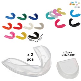 Professional Single Mouthguard Protection Unisex Bite Moldable Non-Toxic with Case Anti Bacterial (Transparent, Adult (x 2 Pieces))