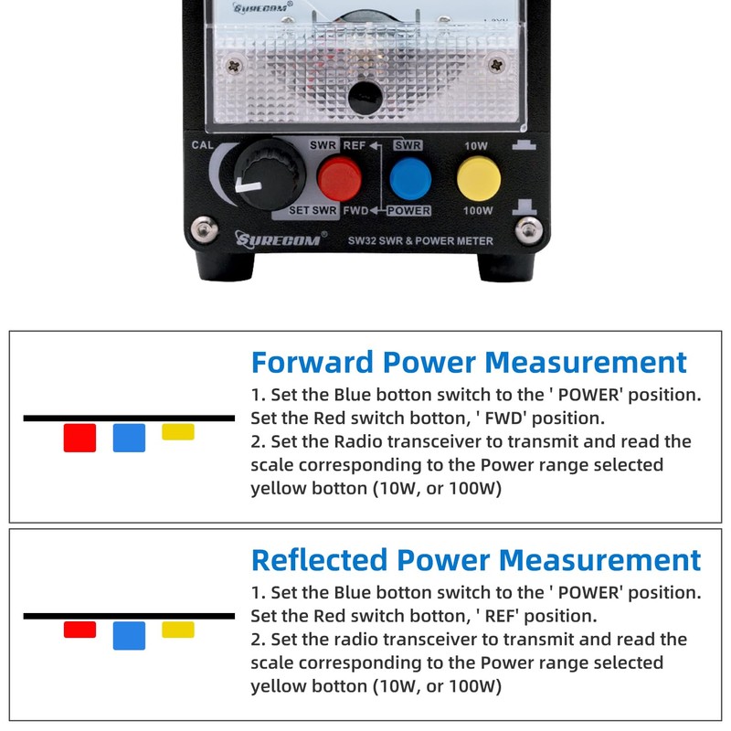Mcbazel Surecom SW-32UV 125-525MHz 100Watt SWR & Power Meter Black