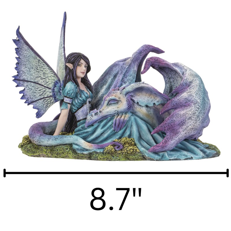 Pacific Giftware Cold Cast Resin Fairy and Lying Sleeping Dragon