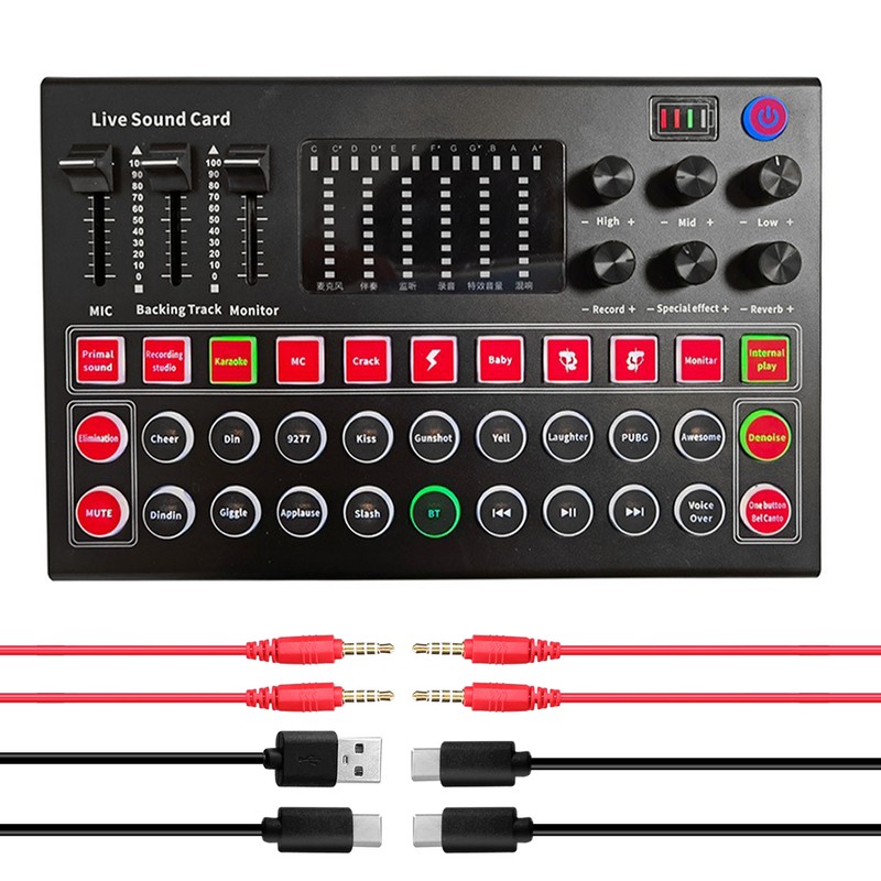 M9 Audio Interface Sound Card Live Voice Mixer External USB
