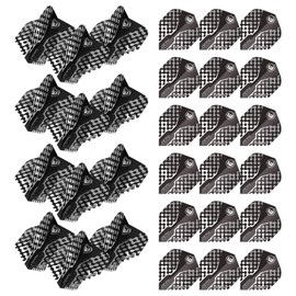 WINMAU Prism Zeta Pattern Design Extra Thick Dart Flights - 10 sets per pack (30 dart flights in total) (Black, Grey & White)