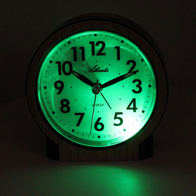 Alarm clock without ticking silent with light snooze quartz analogue