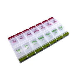 Jumbo Extra Large 8.75" x 4.25" Easy Snap Open Pill Organizer 7 Day 2 Times a Day Weekly Pill Box AM PM Pill Case, Pill Container Vitamin Case Twice a Day Morning Bedtime BPA Free