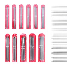 UOIENRT 55 Pcs Double Pointed Stainless Knitting Needles Set, 11 Sizes Double Ended Sweater Knitting Needles Kit for Beginner, 2 MM - 6.5 MM, 20 CM
