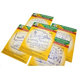 Aunt Martha's Iron On Transfer Patterns for Stitching, Embroidery or Fabric Painting, Patterns for Linens, Set of 5