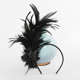 20s Hair Accessories, Fascinator Women's Black, Feather Headband, Headband Fancy Dress Women, Gatsby Accessories Women, 1920s Fascinator Feather Headband, Feather Headpiece Black