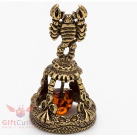 Brass Amber Figurine Bell Scorpio Astrology Zodiac sign Horoscope IronWork