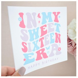 Happy 16th Birthday Card | Sweet Sixteen Taylor Era Birthday | In My sixteen Year Old Era | Eras Card | Sixteenth Bday Daughter Niece Cousin Best Friend Card | 148mm Square Modern Greeting Card