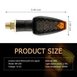 MLY 4PCS Motorcycle Turn Signals, 14LED Motorcycle Lights, 12V Bright Amber Blinkers Front/Rear Signal Lights, Compatible with Yamaha, Suzuki & Most Motorcycles Turn Signals LED