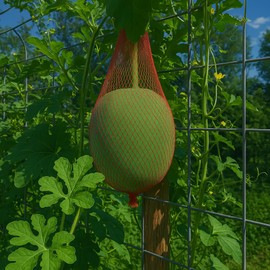 Melon Hammock Watermelon Nets, 100 Pack Heavy Duty Reusable Melon Cradle, Hanging Watermelon Mesh Bags with Drawstring for Garden Trellis, Vertical Growing Support, Melons, Honeydew, Pumpkins