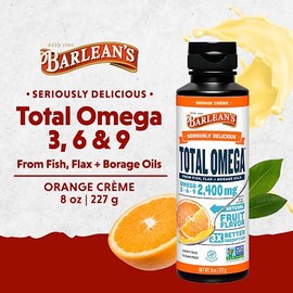 Barlean’s Seriously Delicious Total Omega, Orange Crème, 8-oz