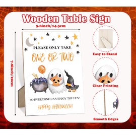 Please Take One Halloween Porch Sign, A Little Boo Is Almost Due Baby Shower Decorations, 5.6x 7.8" Halloween Cauldron Ghost Moon Wooden Table Sign for Candy Bowl Trick or Treat Activities
