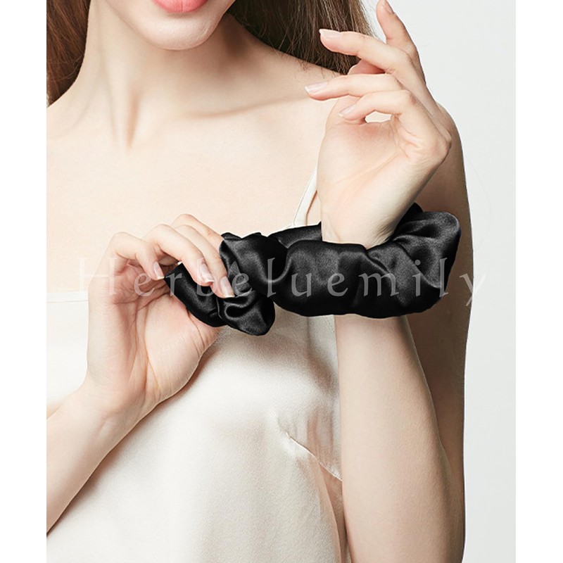 [Herbeluemily] シュシュ シルク100% ヘアゴム 髪にやさしく跡がつかない 母の日 髪ゴム おしゃれ 大人 1個セット