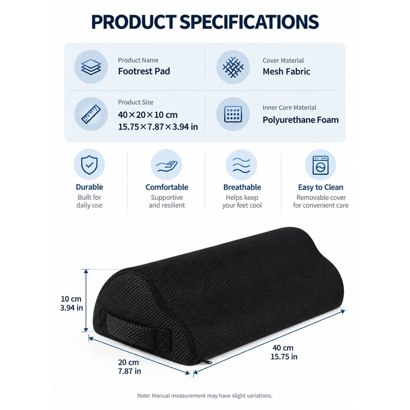 Memory Foam Under Desk Footrest – Ergonomic Leg Elevation Pillow