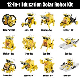 Robot Solare 12 in 1, Giocattolo Educativo con 190 Pezzi, Kit di Costruzione Solare DIY per Bambini 8+ Anni, per 8+ Anni Ragazzi Compleanno