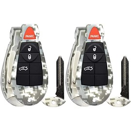 2X Camouflage New Keyless Entry 4 Buttons Remote Start Car Key Fob Fobik Shell / CASE IYZC01C Compatible with 300 Challenger Charger Durango Grand Cherokee - (No Electronics or Chip Inside)