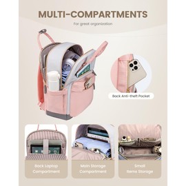 LOVEVOOK Travel Laptop Backpack Women, 15.6 Inch Anti-theft Laptop Bag with USB Port, Fashion Waterproof Computer Backpacks Teacher Nurse Backpack Purse for College Work