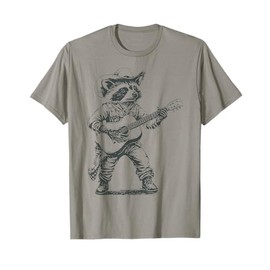 Vintage 90s Cowboy Racoon Playing Guitar Musician Western T-Shirt