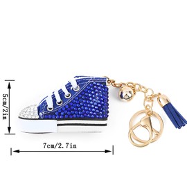 Fubosi Rhinestone Keychain, Sneaker Bag Keychain Bag Pendant Handbag Keychains Accessories Keyring Key Purse Backpack Car Charms, Blue