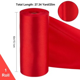 GORGECRAFT 27 Yards x 6 Inch Wide Double Faced Satin Ribbon Roll Red Polyester Solid Fabric Large Ribbon for Christmas Grand Opening Chair Sash Bouquet Bow Making Gift Wrapping Party Decoration (Red)