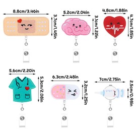 tao pipe Pack of 6 ID Cards, Nurse ID Card Holder, Retractable ID Card Holder with 6 Card Holders, Cartoon ID Card Holder with Clip, Gifts for Volunteers, Doctors, Nurses