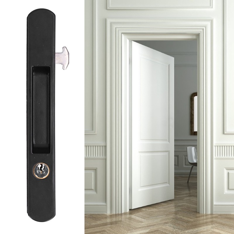Sliding Door Lock Black Copper Zinc Alloy Lock Furniture Hardware
