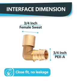 (5-Pack) Seelink PEX-A Expansion Fittings, PEX-A 3/4" x 3/4" Female Sweat Elbow, Brass Expansion Pipe Fittings, for PEX Tubing Pipe Hose Fittings, ASTM F1960