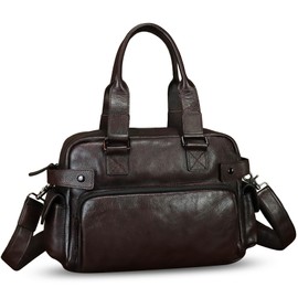 Genuine Leather Messenger Bag for Men Top Handle Handbag Crossbody Laptop Bags Vintage Travel Business Sling Briefcase (Coffee)