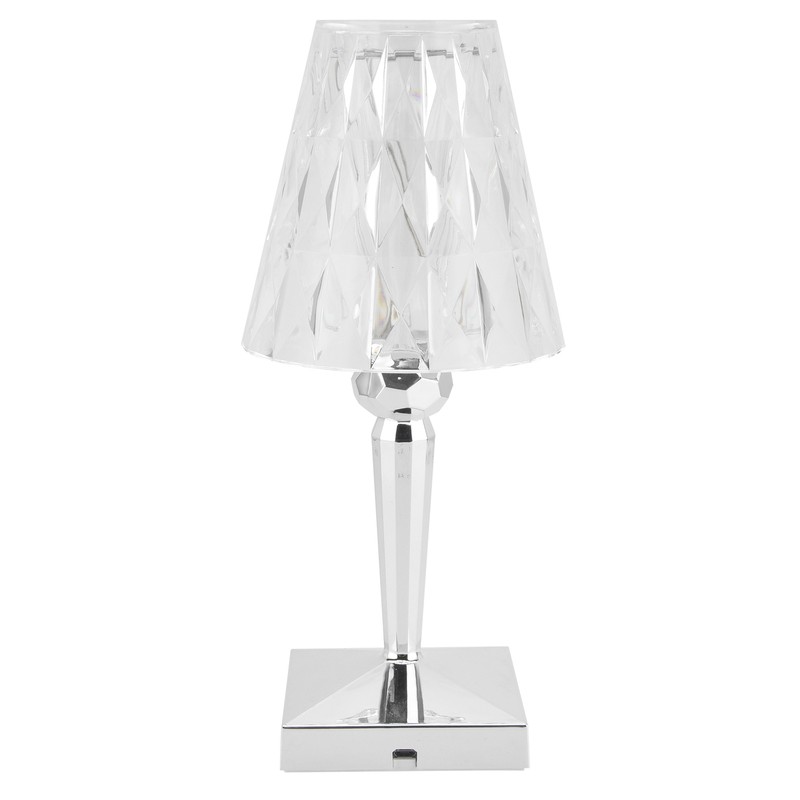 LED Crystal Table Lamp Transparent Prism Dimmable Desk Lamp USB