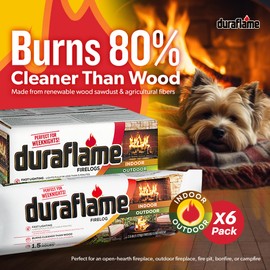 Duraflame 2.5-lb 1.5-Hour Burn Indoor/Outdoor Firelog (12-Count) - Perfect Fire-Log Substitute for Your Fireplace, Great for a Campfire, Chimney-Safe, Easy to Use, Fast Lighting with Starter (2 Items)
