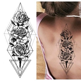 EROSPA® Temporary Tattoo Sheet / Sticker - Roses Flowers Flower Blossom - Waterproof - 19 x 9 cm