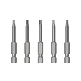 FOCMKEAS 5PCS T10 Magnetic Tamper Proof Torx Screwdriver Bits, 1/4 Inch Hex Shank 2.6 Inch Length S2 Steel Security Drill Torx Head Drill Screw Driver Tools(65mm Long, Star 6 Point)