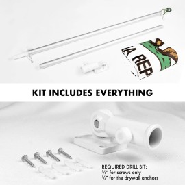 UD_G128 - 6 Feet Tangle Free Spinning Flagpole (Silver) California Double Sided Brass Grommets Embroidered 3x5 ft (Flag Included