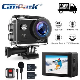 Campark 📸Campark 4K Video 20MP WIFI Action Camera Waterproof Sports Camera w/Remote Mic