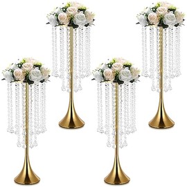 4 piezas de centro de mesa para mesa, jarrones de centro de boda para mesas de 22 pulgadas de alto, soporte de flores de metal para fiestas, eventos, bodas, aniversarios, cenas, decoraciones
