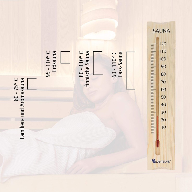 Lantelme Wooden Sauna Thermometer 38 cm Temperature up to 120