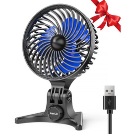 AaoLin USB Desk Fan, Small Fans with CVT Variable Speeds, Strong Cooling Airflow, Quiet Portable, Desktop Mini Personal Table Fan for Room, Home, Office, Bedroom, Blue Black