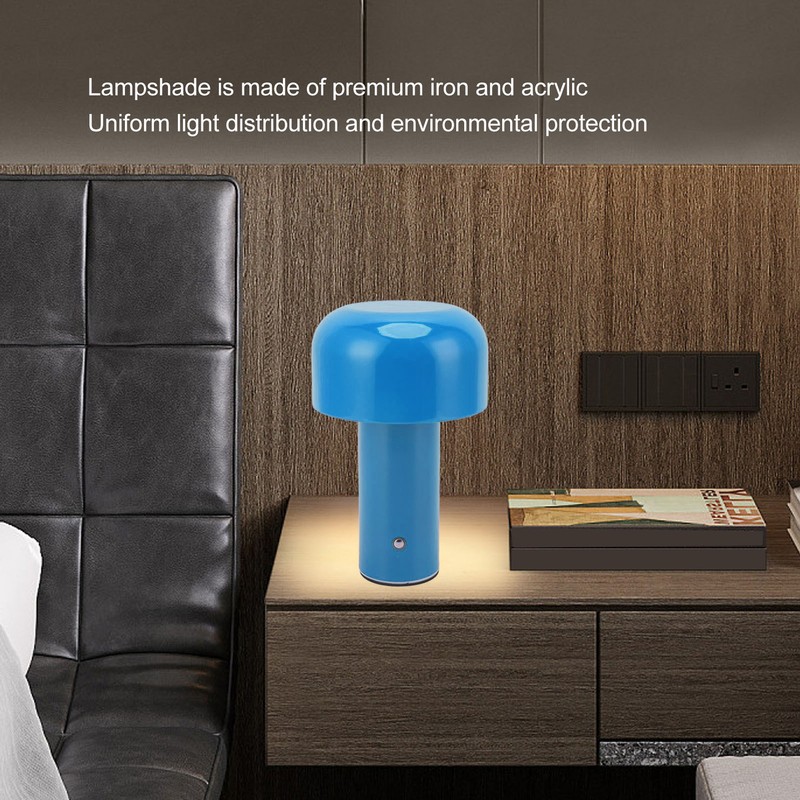 LED Desk Lamp Mushroom Design USB Charging 3 Color Temperature