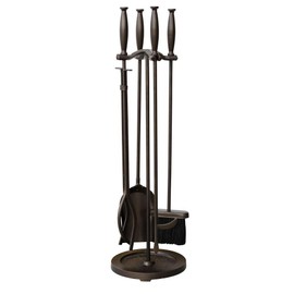 Uniflame 5-Piece Bronze Fire Set with Cylinder Handles