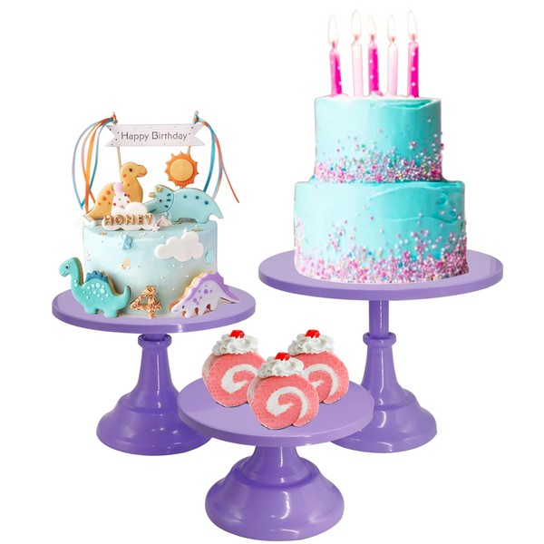 3 Pieces Cake Stand Set Purple Metal Cupcake Dessert Holder Party Serving Tray for Baby Shower Wedding Birthday Parties Celebration