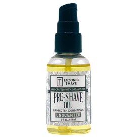 Taconic Shave Premium Natural Pre-Shave Oil (2 oz.) – Unscented – Protects Against Irritation and Razor Burn when Shaving with a Cartridge, Safety or Straight Razor