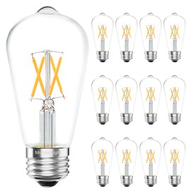 Dimmable Vintage LED Edison Bulbs 4W(Equivalent 40W), E26 LED Edison Bulbs 40 Watt Warm White 2700K, ST58 Antique Decorative Filament Bulb for Farmhouse Pendant, Porch Lights, 400LM, 12 Pack