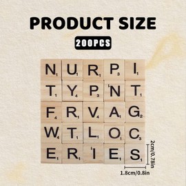 200 Pcs Capital Wooden Letters for Crafts,Scrabble Black Letter Children's Educational Toy for Travel,Play,Help Children Recognize Letter,DIY Projects,Art,Wall Decore,Ideal for Kids,Adults Creating