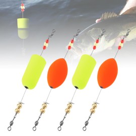 OriGlam 4pcs Popping Corks Floats Saltwater, Fishing Rig Floats Fishing Foam Bobbers Snell Floats, Rattle Rig Weighted Bobbers for Catfish Redfish Speckled Trout