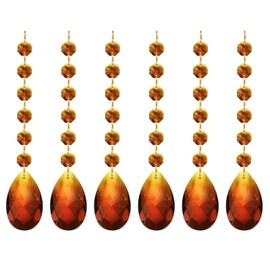 PATIKIL Teardrop Crystal Chandelier, 6 Pack 160mm Length Prisms Part Dark Amber