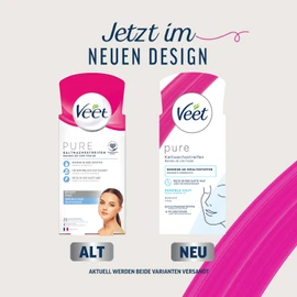 Veet PURE Cold Wax Strips - Suitable for Sensitive Skin - Application for Face - Up to 28 Days Smooth Skin - 3 x 20 Double Strips