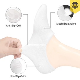 WANDER No Show Socks 10 Pack Cotton Non Slip Low Cut Invisible Loafer Socks Men&Women Boat Liner(10 Pairs White,Sock Size:12-14)