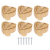 uxcell 6 Pack Rattan Dresser Knobs, 1.57" Handmade Wicker Woven