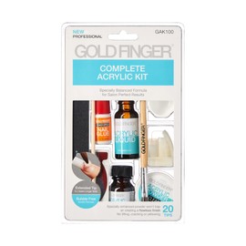 GOLDFINGER Professional Complete Acrylic Kit, Full Manicure Set with Acrylic Clear Powder and Liquid, Extended Tip Variety & Enhanced Essential Tools, Nail Glue Included